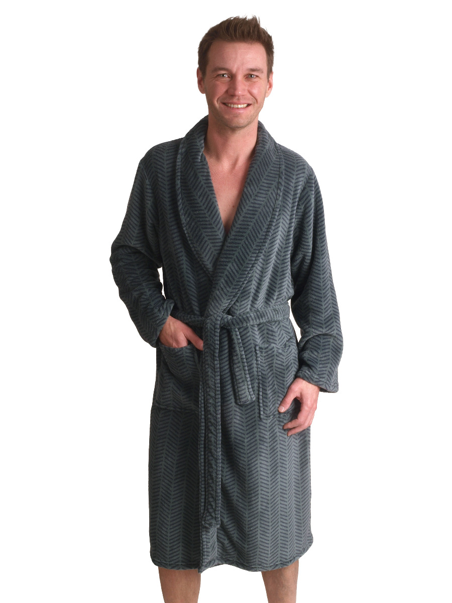 Groene badjas blauw met zigzag - fleece-2xl