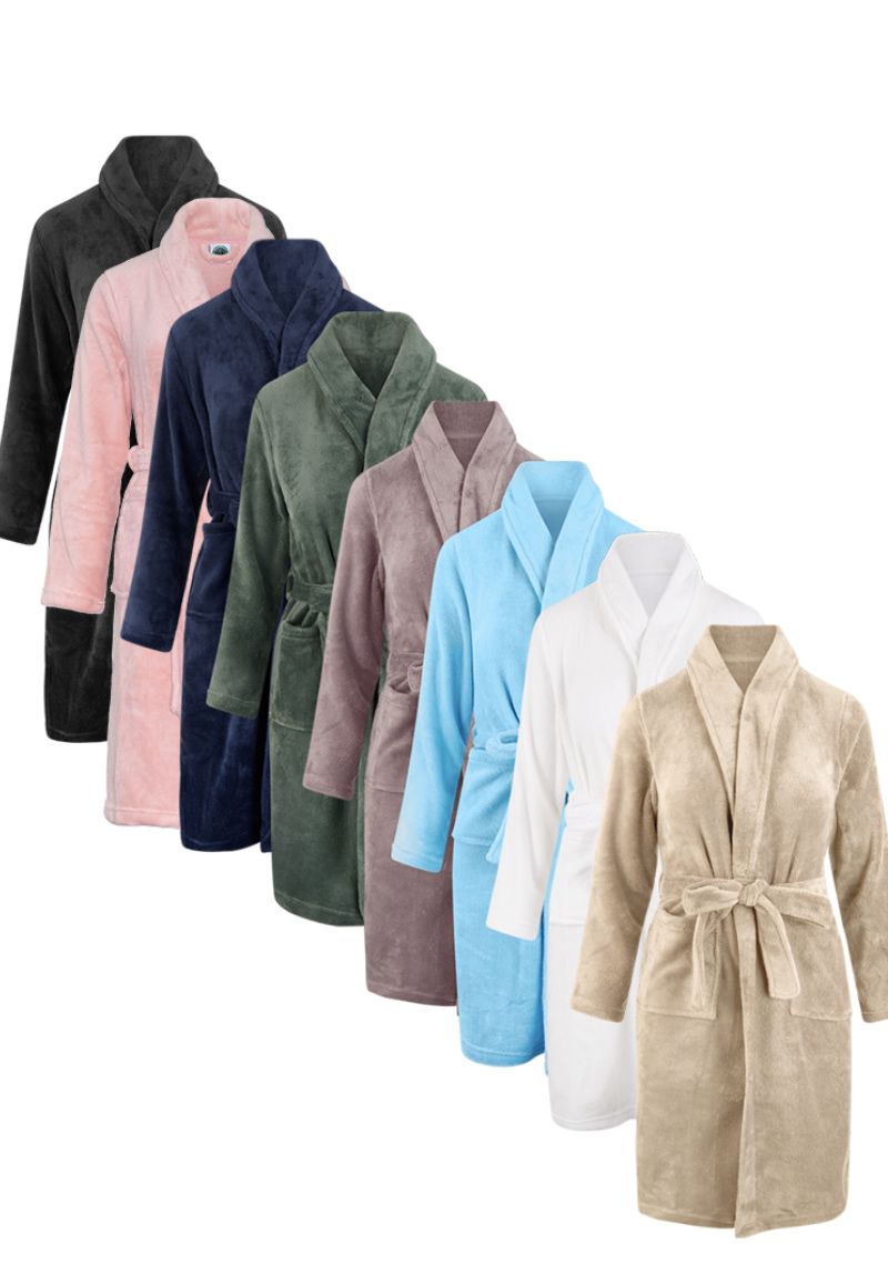 Relax Company Fleecebadjas Met Bord- Unisex-s/m-denim