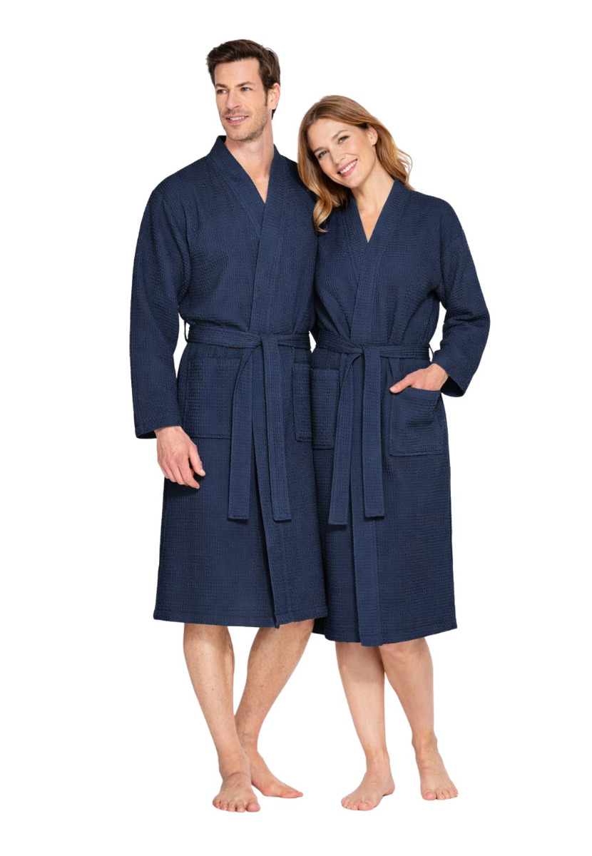 Marineblauwe badjas pique-3xl