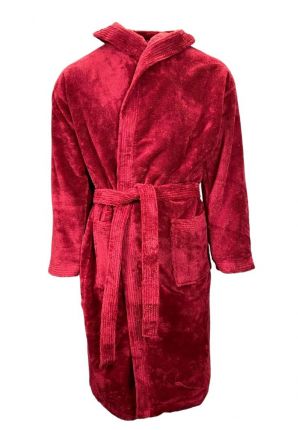 Bordeaux rode badjas met capuchon - wellnesskatoen 