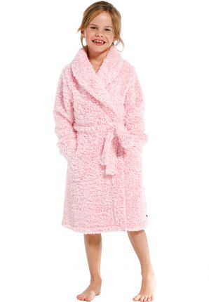 Rebelle kinderbadjas roze fluffy - fleece