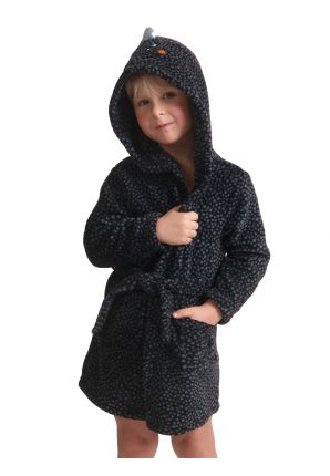 Kinderochtendjas dinosaurus met kap - fleece