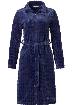Donker blauwe dames kamerjas in fleece