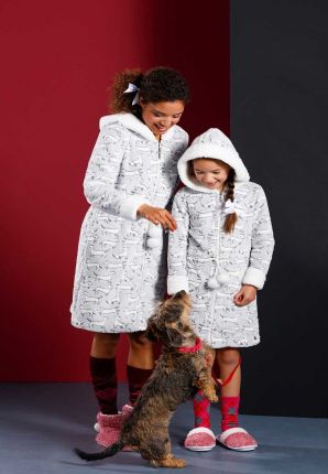 Kinderochtendjas in fleece teckel