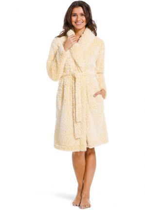 Rebelle damesbadjas geel - fluffy fleece