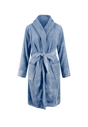 Denimblauwe kinderbadjas in fleece