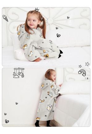 Fleece deken met capuchon & mouwen - klein kind - poezen