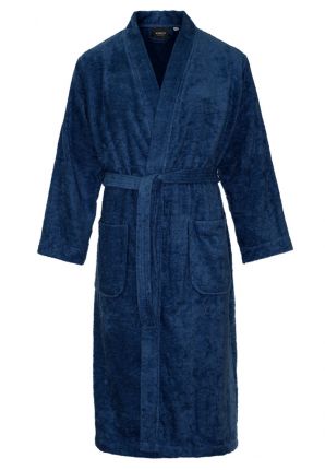 Donkerblauwe kimono van badstof katoen