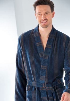 Kimono heren marine met streepmotief - Cawo