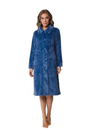 Pastunette fleece kamerjas met knopen - blauw