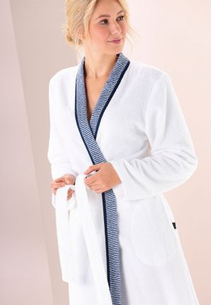 Luxe kimono badjas wit badstof katoen - cawo