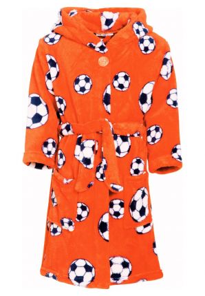 Oranje voetbal kinderbadjas - met capuchon