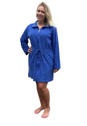 Dunne zomerbadjas met rits - blauw