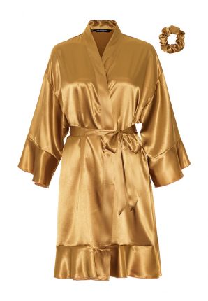 Gouden badjas kimono - ruffle
