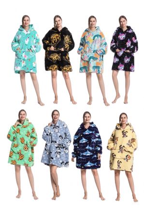 Fleece snuggie dierenpatroon 90 cm