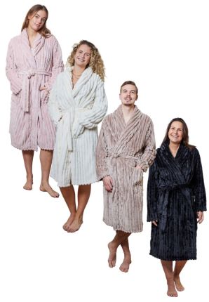 Ribcord badjas fleece – corduroy badjas -  5 trendkleuren