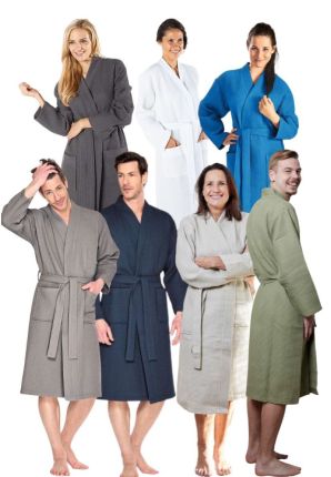Saunabadjas van Wafelstof - katoenen kimono