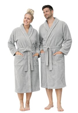 Unisex saunabadjas velours katoen – lichtgrijs