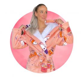 Sushi badjas fleece met capuchon – luxe voering
