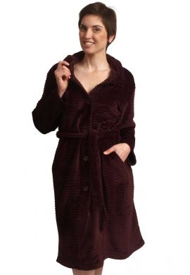 Fleece kamerjas met knopen – bordeaux rood