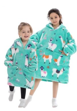 Fleece deken met capuchon & mouwen - kind - alpaca