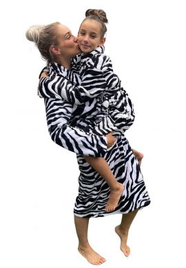 Zebra badjas kind - kinderbadjas in fleece
