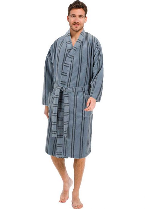 Fancy Pumpkin Japanse Mens gewaad Katoen Kimono Pyjama Nachtjapon[Blauw, Maat L
