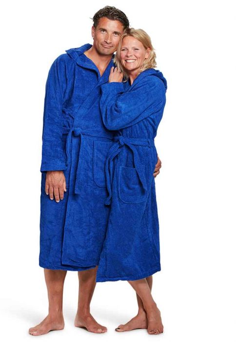 Capuchon badjas koningsblauw - online badjassen - badjas.be