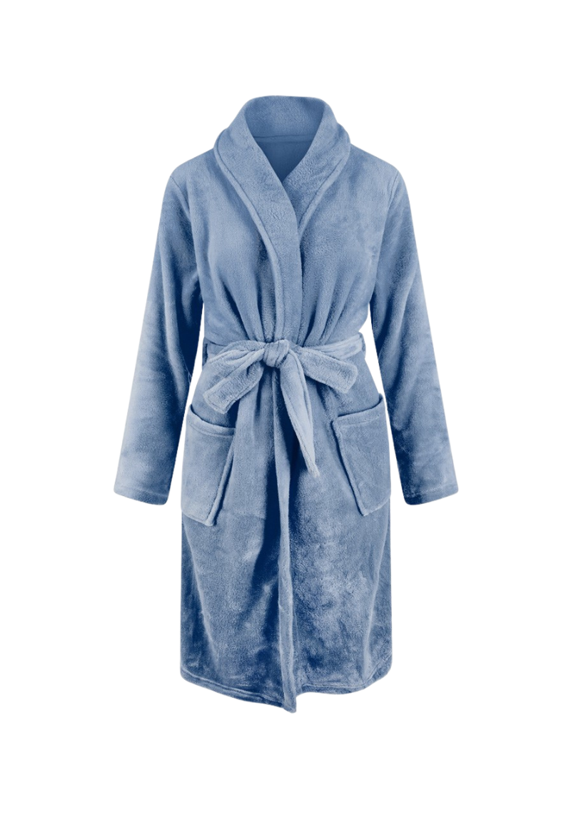 Denimblauwe Kinderbadjas Fleece - Relax Company-134/140 (L)