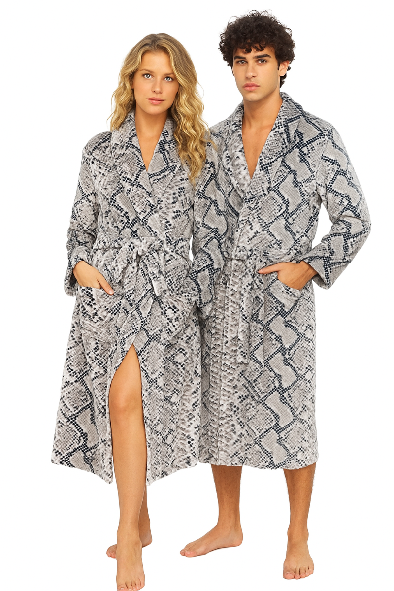 Badrock Fleece Badjas Met Slangenprint - Unisex-xl/xxl