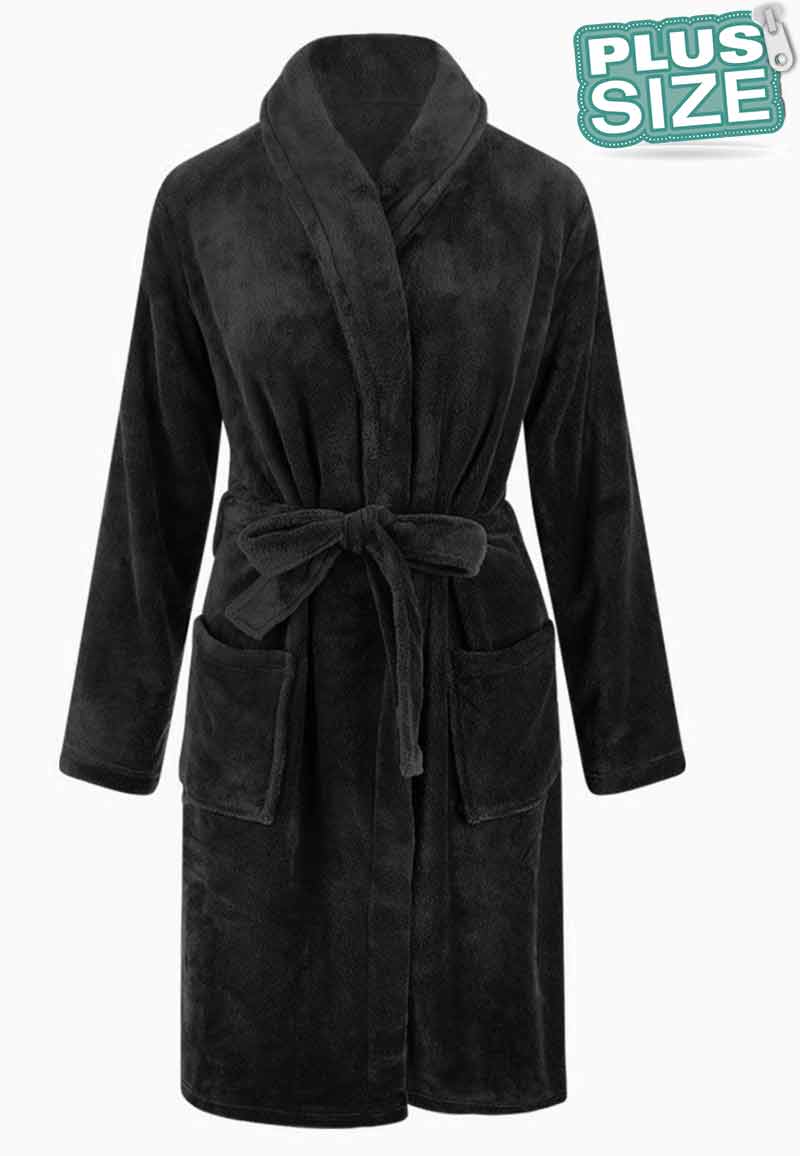Relax Company Plus Size Badjas Unisex - Zwart-3Xl/4XL