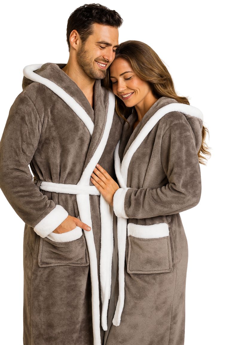 Grijze badjas met capuchon - L/XL