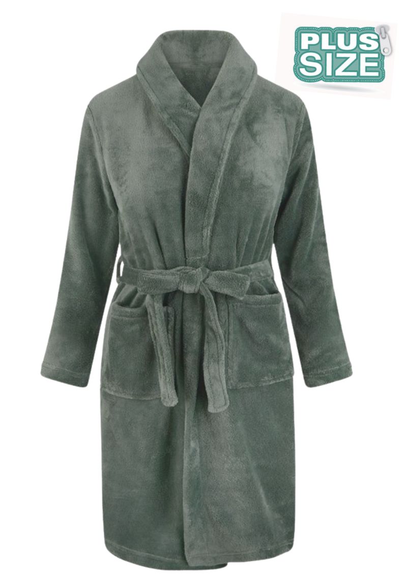 Relax Company Plus Size Badjas Unisex - Olijfgroen-3Xl/4XL