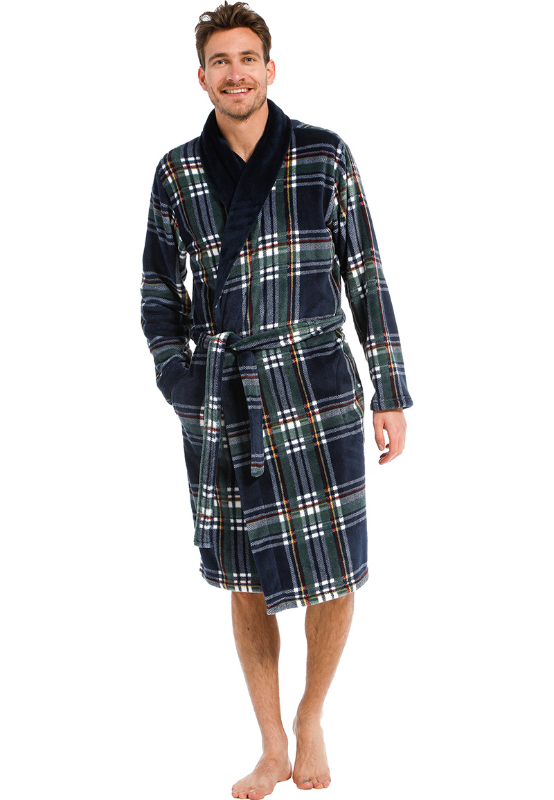 Pastunette Groene Herenbadjas Schotse Ruit - Fleece-M -50