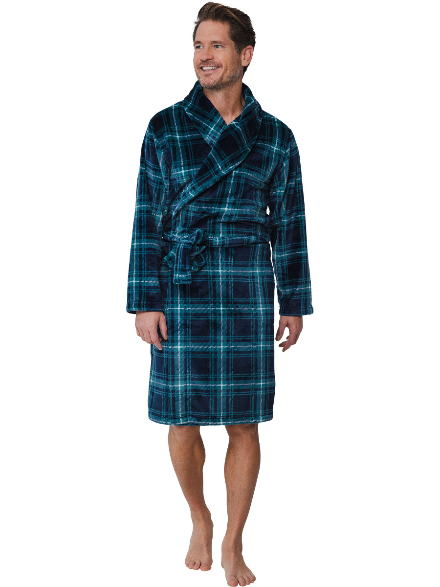 Pastunette Herenbadjas Klassieke Ruit - Blauw - Fleece-M -50