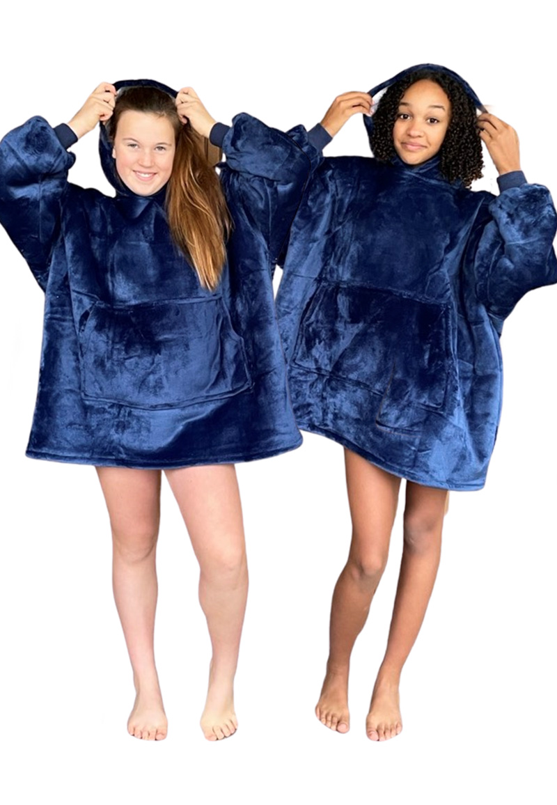 Badrock Fleece Deken Met Capuchon & Mouwen - Kind - Blauw