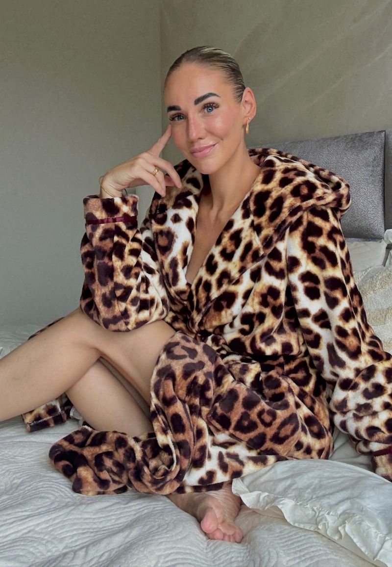 Charlie Choe Dames Badjas Leopard - Luipaard Print Badjas Met Capuchon-m