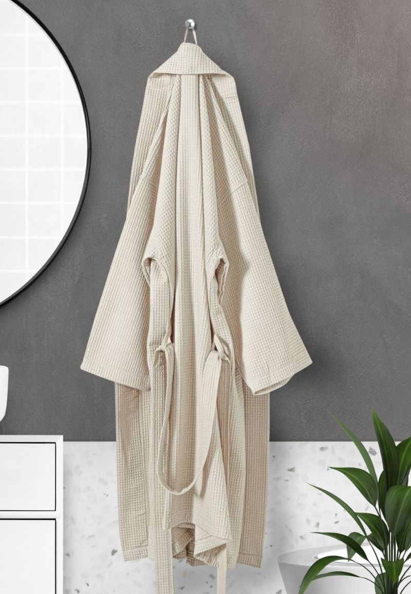 Comvie Wafel Kimono Badjas - 100% Wafelkatoen - Lichtbeige-s/m