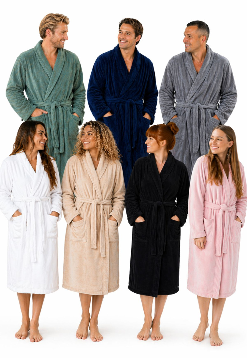 Badjas fleece unisex - 5 kleuren-wit-s/m