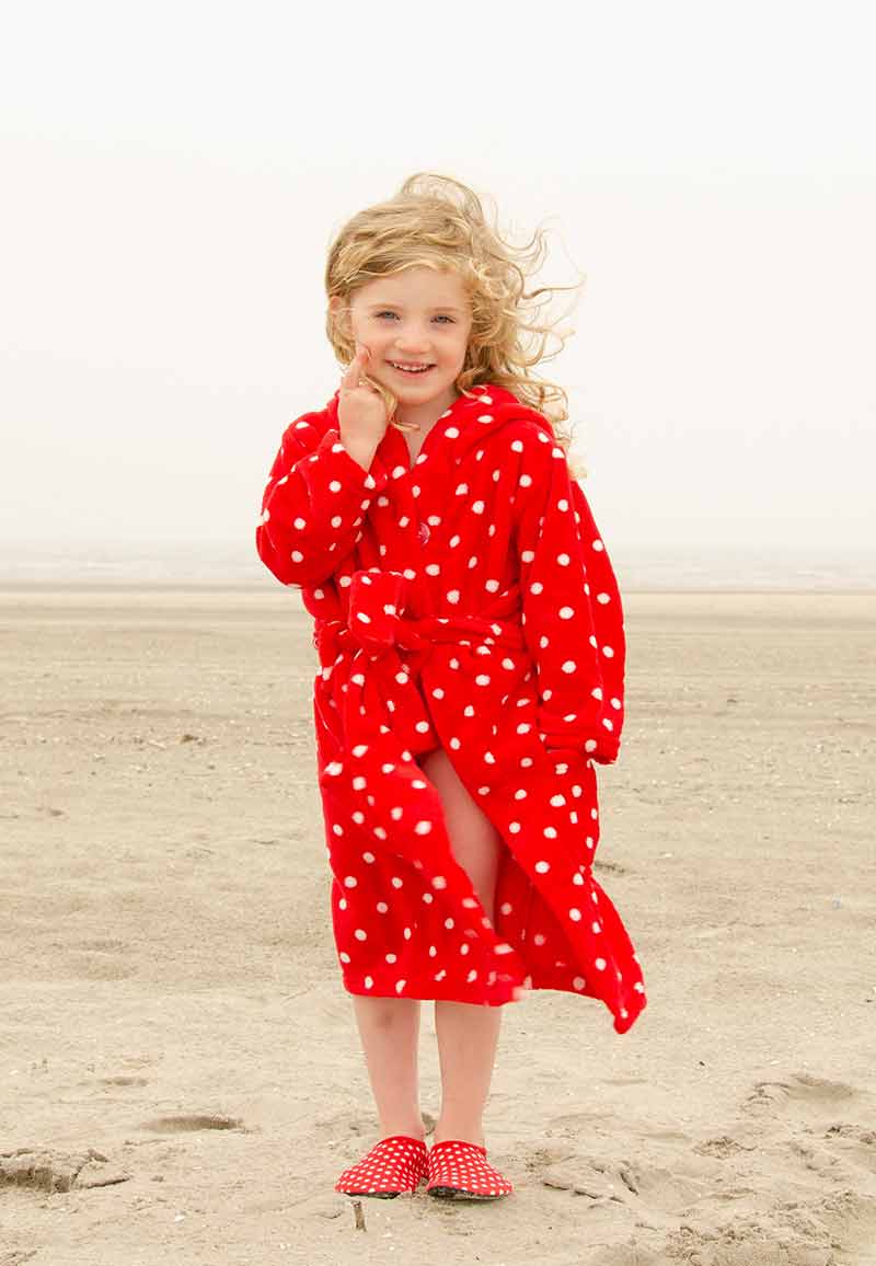 Playshoes Stippen Badjas Rood-158/164