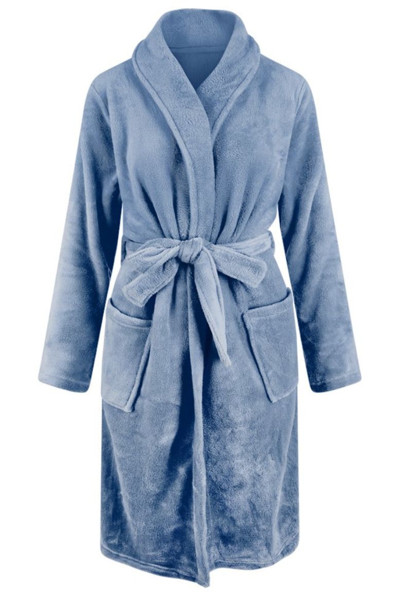 Denimblauwe Badjas Fleece - Unisex - Relax Company-xl/xxl