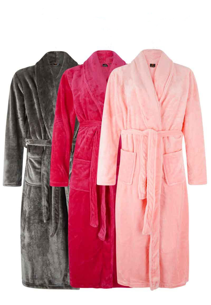 Fleece Badjassen Borduren Sjaalkraag-grijs-s/m