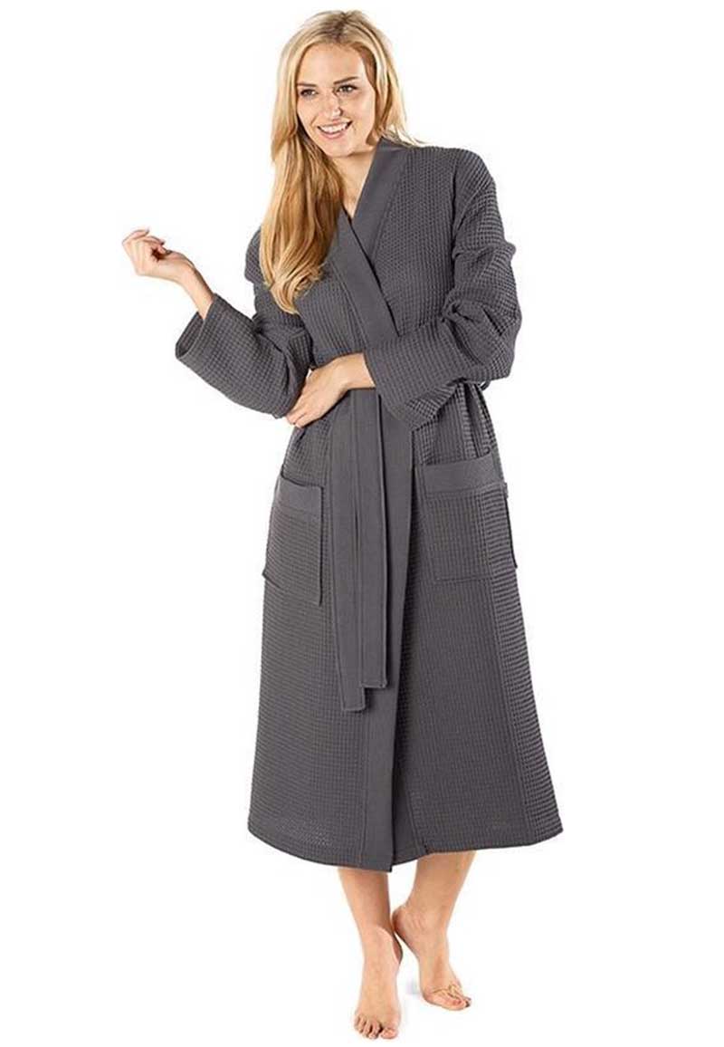 Badrock Spa Kimono Wafel Badjas Antraciet-m